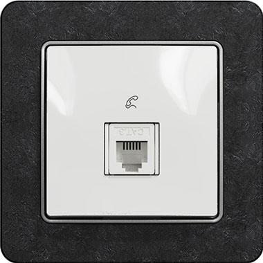 Sedna telephone socket (white insert, slate matte frame)